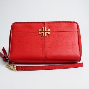 Tory Burch Orange Wristlet/Wallet with Gold Accents